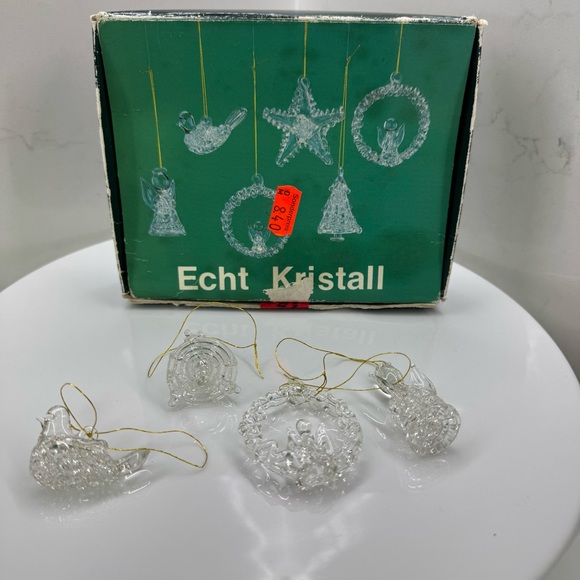 Vintage Echt Kristall crystal spun Glass Ornaments (set of 4) - Picture 1 of 7